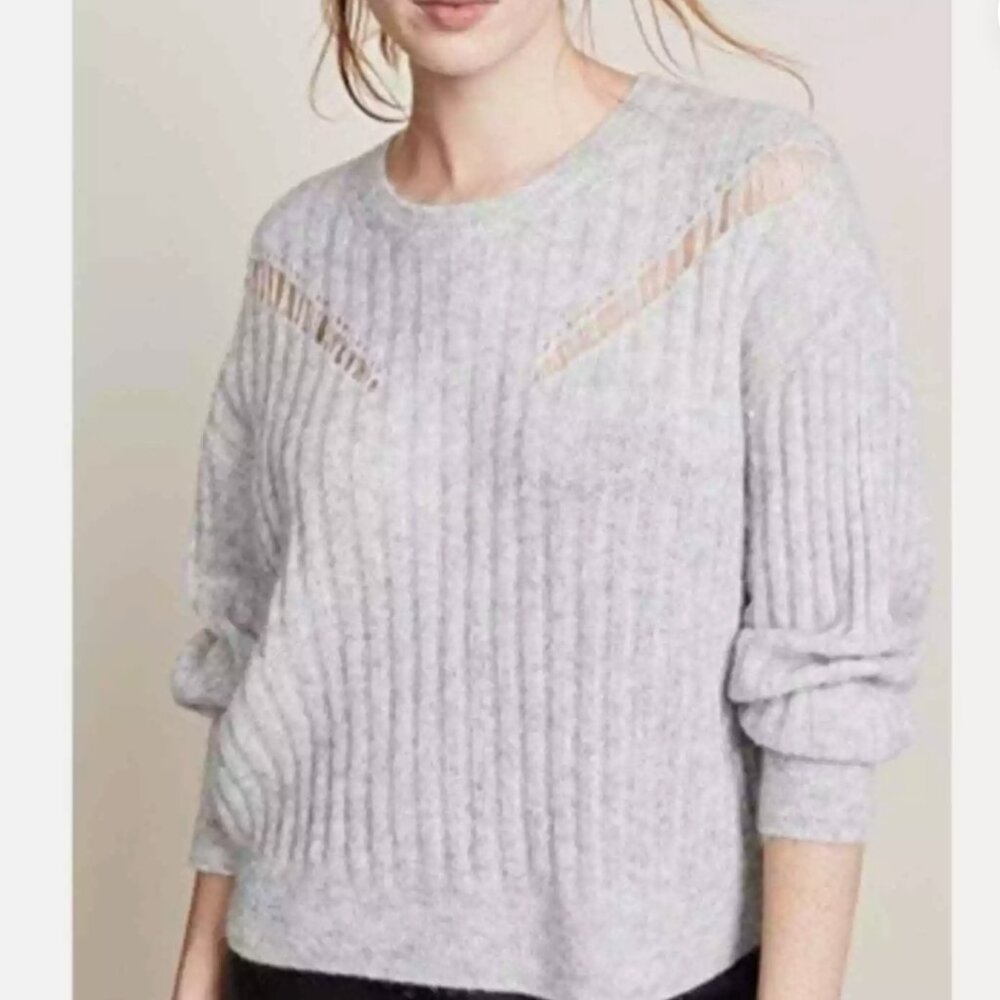 IRO Opera WOOL Blend Ribbed Sweater Grey